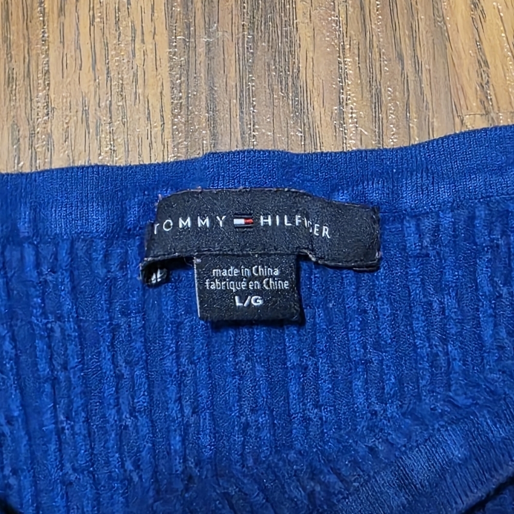 Tommy Hilfiger Youth Girls Blue Cable Knit Boatneck Sweater Large E28 - Picture 4 of 6